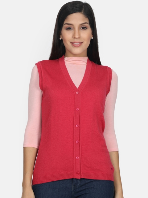 

Monte Carlo Women Red Solid Cardigan Sweater