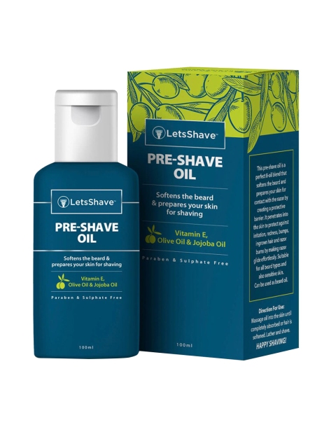 

LetsShave Pre Shave Oil 100% Natural Essential Oil and Vitamin E 100 ml, Blue