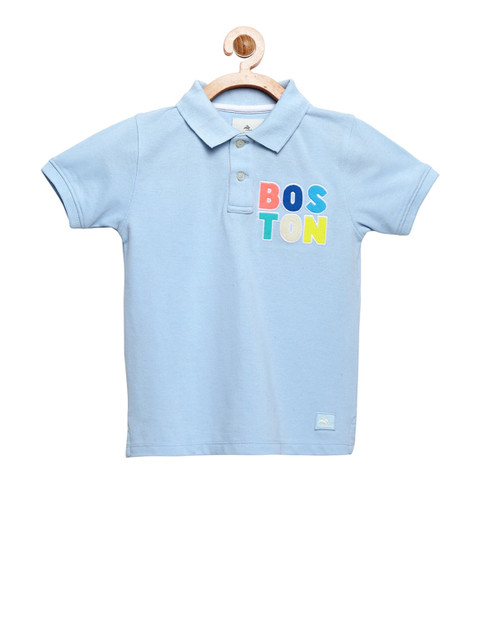

Cherry Crumble Unisex Kids Blue Solid Polo Collar T-shirt