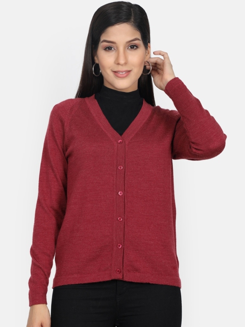 

Monte Carlo Women Maroon Solid Cardigan Sweater