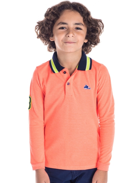 

Cherry Crumble Kids Orange Solid Polo Collar T-shirt