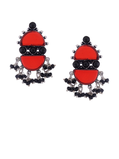 

Silvermerc Designs Red & Silver Geometric Drop Earrings
