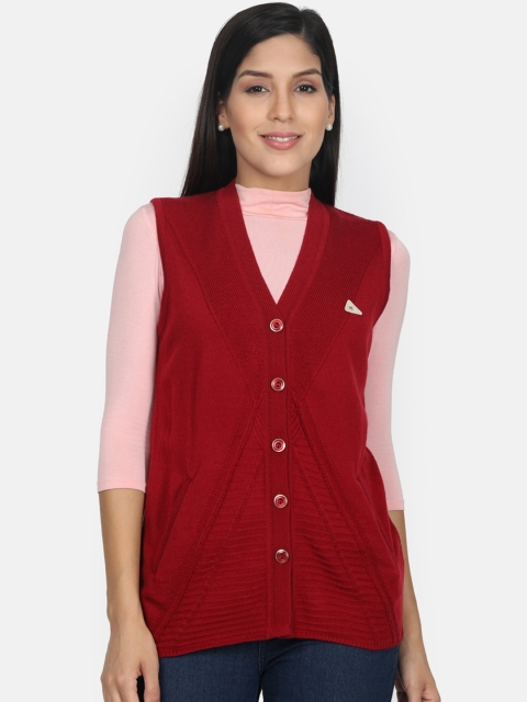 

Monte Carlo Women Red Self Design Cardigan Sweater