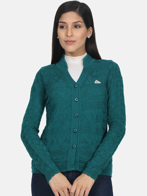 

Monte Carlo Women Green Self Design Cardigan Sweater
