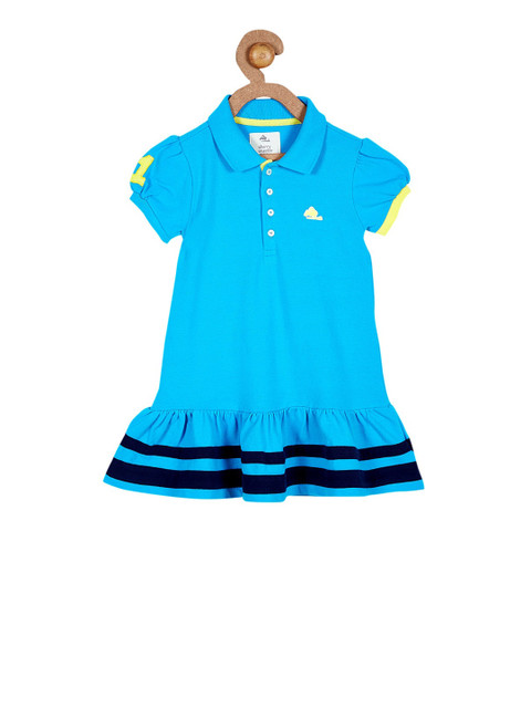 

Cherry Crumble Girls Blue & Black Striped Drop-Waist Dress