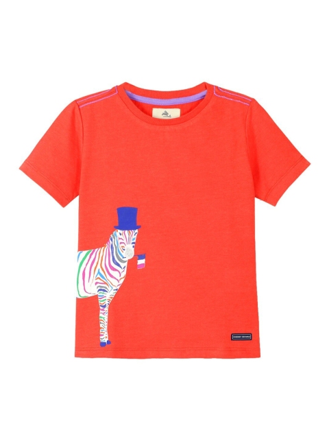 

Cherry Crumble Kids Orange Printed Round Neck T-shirt
