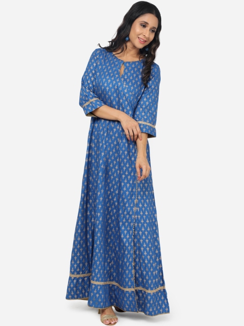 

Paislei Women Blue Printed Ethnic Maxi Dress
