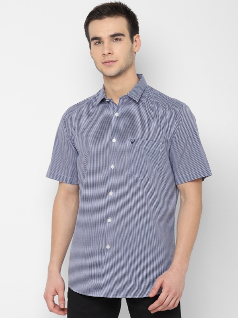 

Allen Solly Men Navy Blue & Off-White Slim Fit Checked Casual Shirt