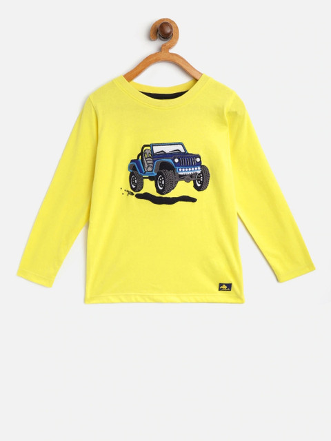 

Cherry Crumble Unisex Kids Yellow Printed Round Neck T-shirt