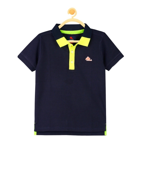 

Cherry Crumble Kids Navy Blue Solid Polo Collar T-shirt
