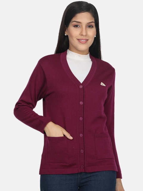 

Monte Carlo Women Burgundy Solid Cardigan Sweater