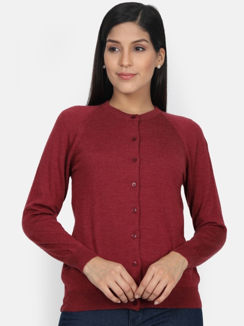 

Monte Carlo Women Maroon Solid Cardigan Sweater