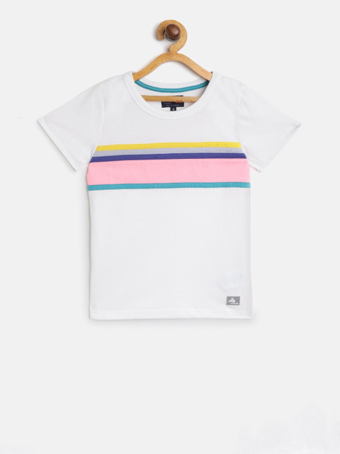 

Cherry Crumble Kids White & Pink Striped Round Neck T-shirt