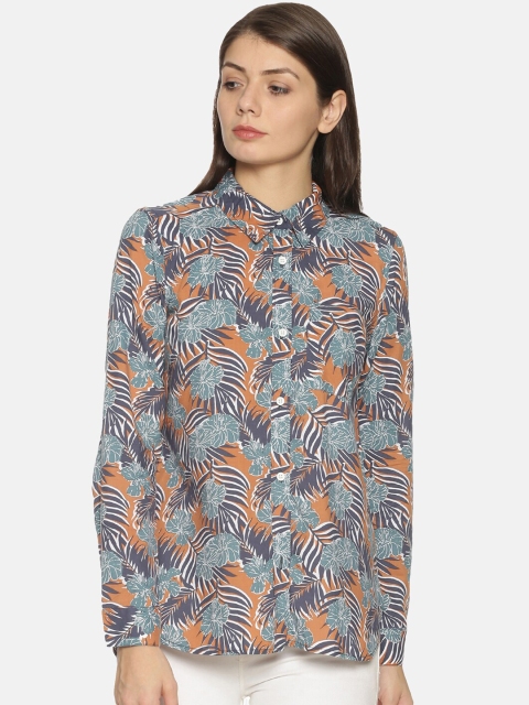 

Campus Sutra Women Grey & Green Regular Fit Printed Casual Shirt