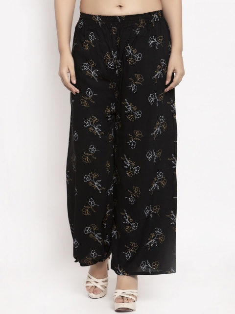 

KLOTTHE Women Black Printed Straight Palazzos