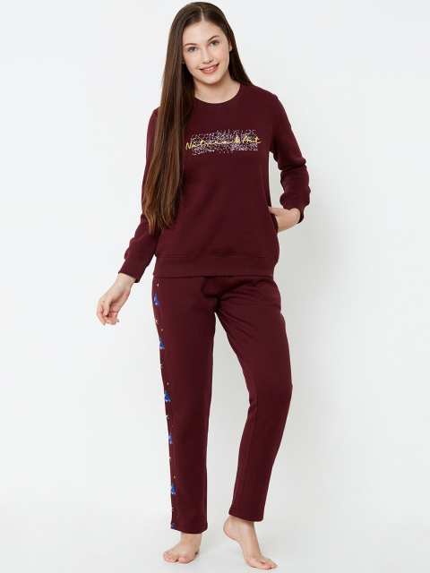 

Sweet Dreams Women Burgundy Printed Night suit