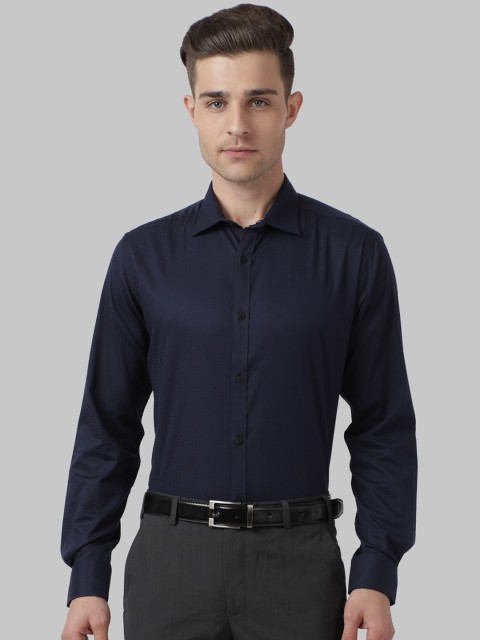 

Park Avenue Men Navy Blue Skinny Fit Self Design Formal Shirt