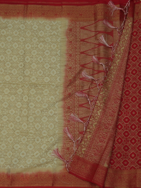 

Pothys Beige & Maroon Jute Silk Printed Saree