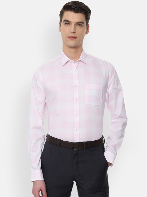 

Van Heusen Men Pink & White Slim Fit Checked Formal Shirt