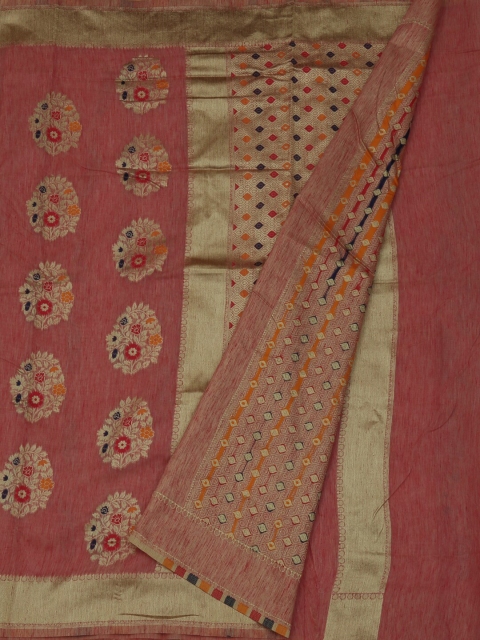 

Pothys Peach-Coloured & Gold-Toned Jute Silk Woven Design Saree