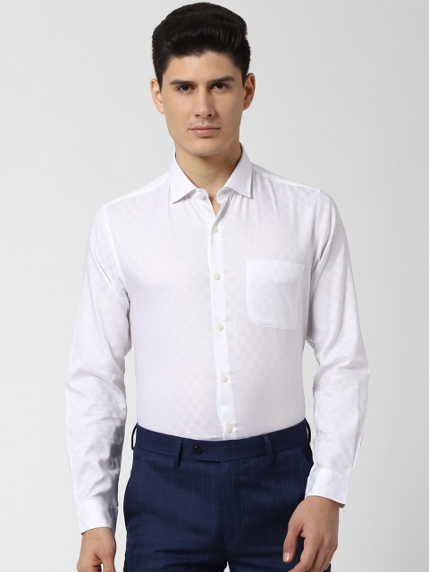 

Peter England Elite Men White Slim Fit Self Design Formal Shirt