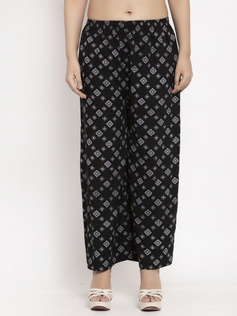

KLOTTHE Women Black & Grey Printed Straight Palazzos