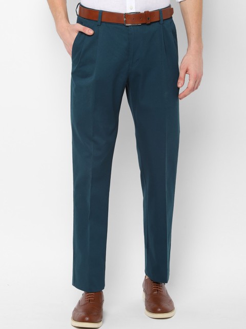 

Allen Solly Men Teal Regular Fit Solid Formal Trousers