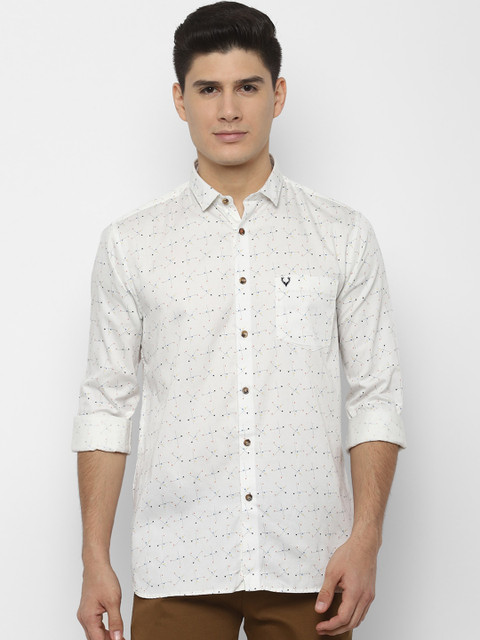 

Allen Solly Men Cream-Coloured Slim Fit Printed Casual Shirt