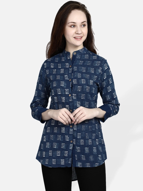 

Molcha Women Blue Regular Fit Printed Formal Shirt