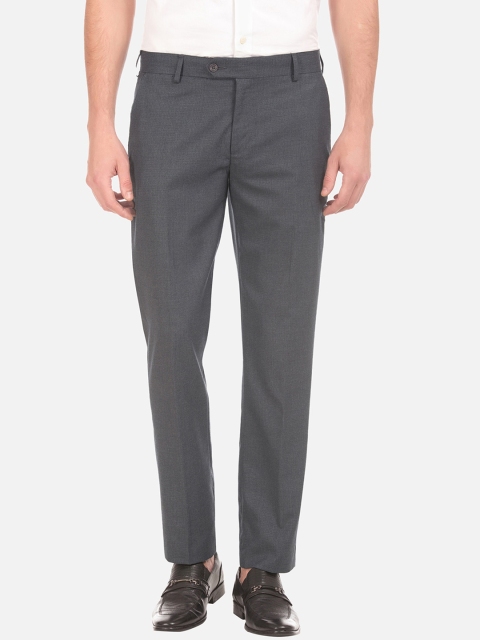 

Excalibur Men Grey Slim Fit Solid Formal Trousers