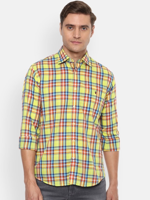 

Louis Philippe Sport Men Yellow & Blue Slim Fit Checked Casual Shirt