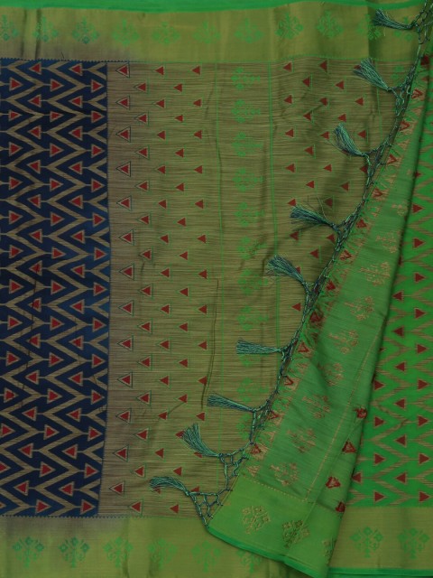 

Pothys Navy Blue & Green Jute Silk Woven Design Saree