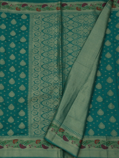 

Pothys Green & Gold-Toned Jute Silk Woven Design Saree
