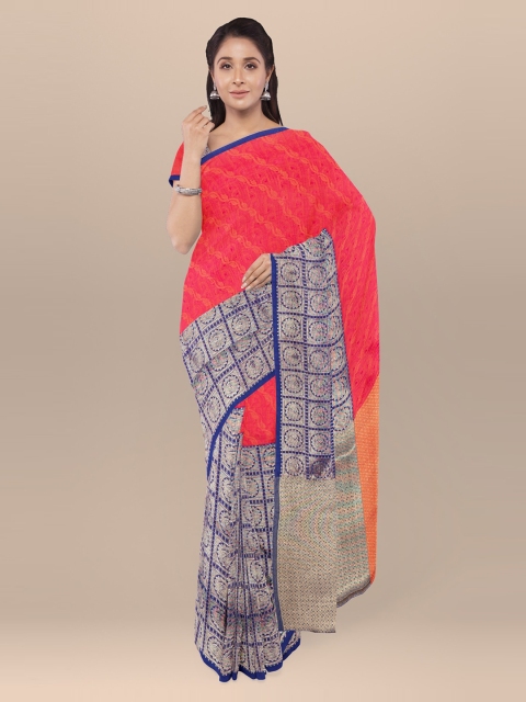 

KLM Fashion Mall Peach-Coloured Printed Silk Blend Saree