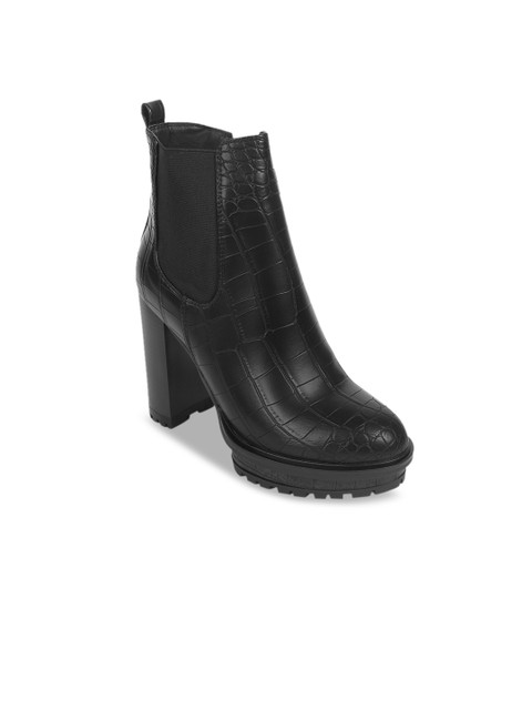 

Sole To Soul Women Black Textured Heeled Boots
