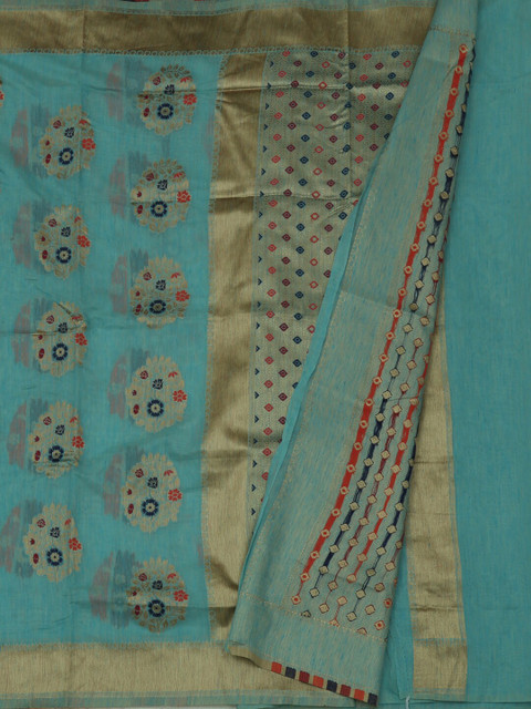 

Pothys Blue & Gold-Toned Jute Silk Woven Design Saree