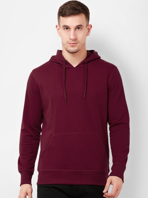 

Free Authority Men Burgundy Solid Hooded Sweatshirt