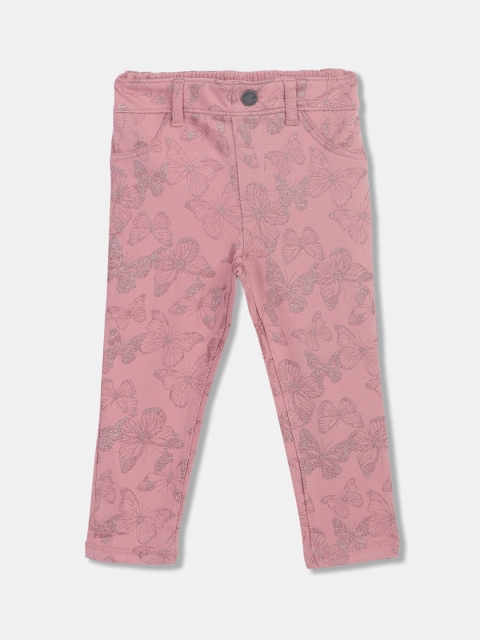 

The Childrens Place Girls Pink Regular Fit Printed Regular Trousers