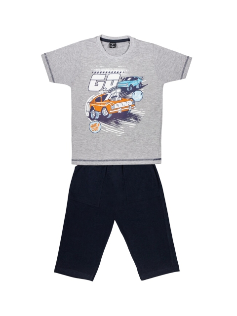 

Todd N Teen Boys Grey & Black Printed T-shirt with Trousers