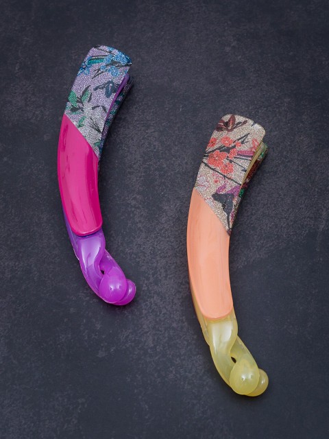 

Golden Peacock Set of 2 Multicoloured Banana Clip, Multi