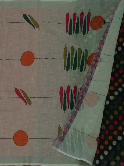 

Pothys Multicoloured Printed Linen Blend Saree, Multi