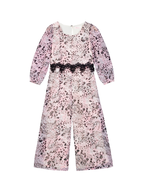 

Budding Bees Girls Pink Leopard Skin Printed Basic Jumpsuit