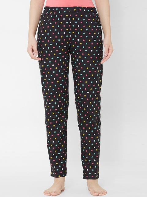 

Sweet Dreams Women Black Polka Dot Printed Lounge Pants