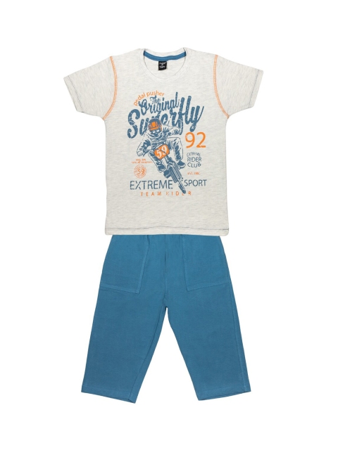 

Todd N Teen Boys Grey & Turquoise Blue Printed T-shirt with Trousers
