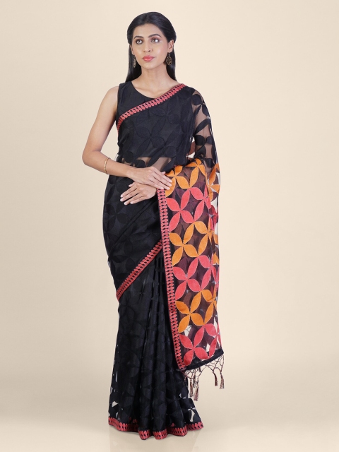 

Hastakala Black & Red Brasso Printed Saree