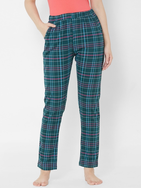

Sweet Dreams Women Blue & Green Checked Lounge Pants