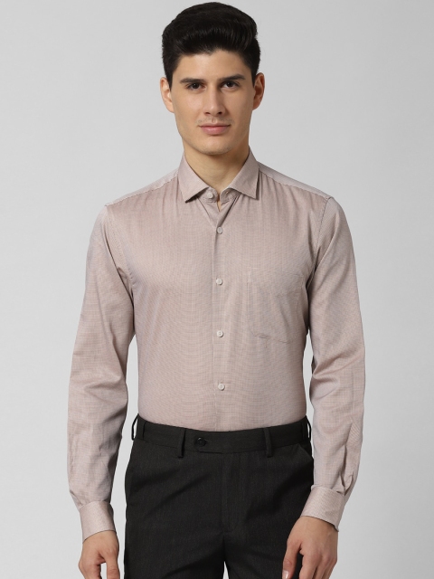 

Peter England Elite Men Beige & Black Regular Fit Checked Formal Shirt