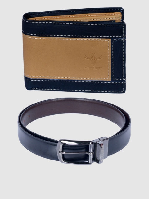 

Krosshorn Men Tan & Black Leather Accessory Gift Set