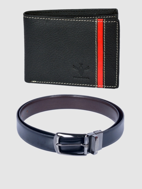 

Krosshorn Men Navy Blue & Black Leather Accessory Gift Set