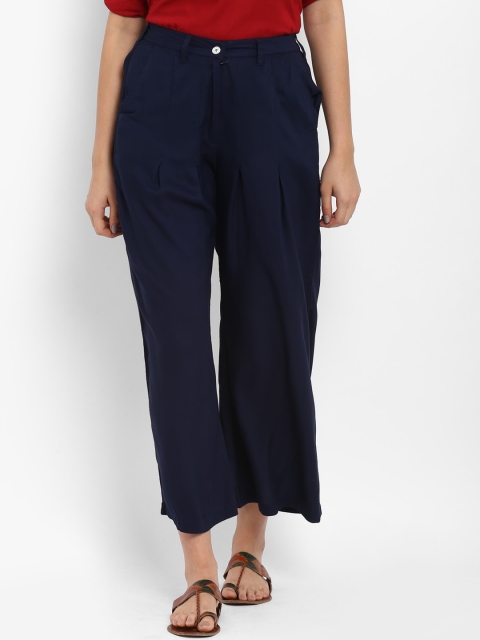 

Hapuka Women Blue Self Design Straight Palazzos